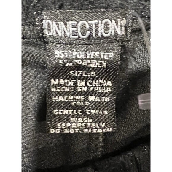 Connection 18 Black Pull On pants Leggins With velvet embossed floral pattern S - Picture 5 of 6